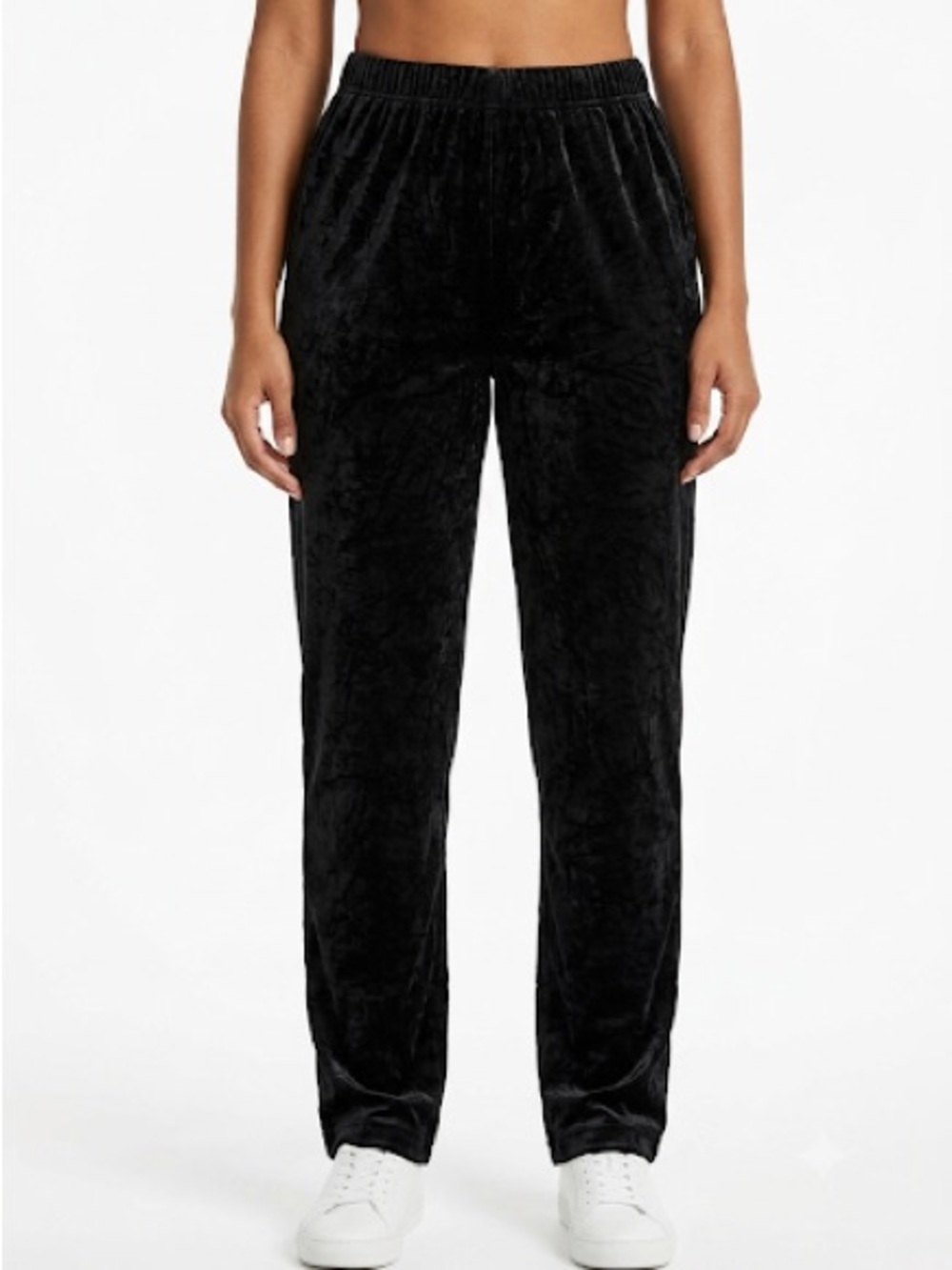 dressbarn Black Crushed Velvet Jogger Pants